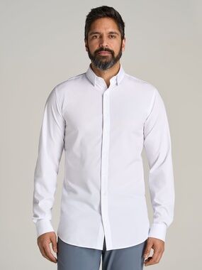 American Tall Traveler Stretch Dress Shirt in White Size S Tall / White